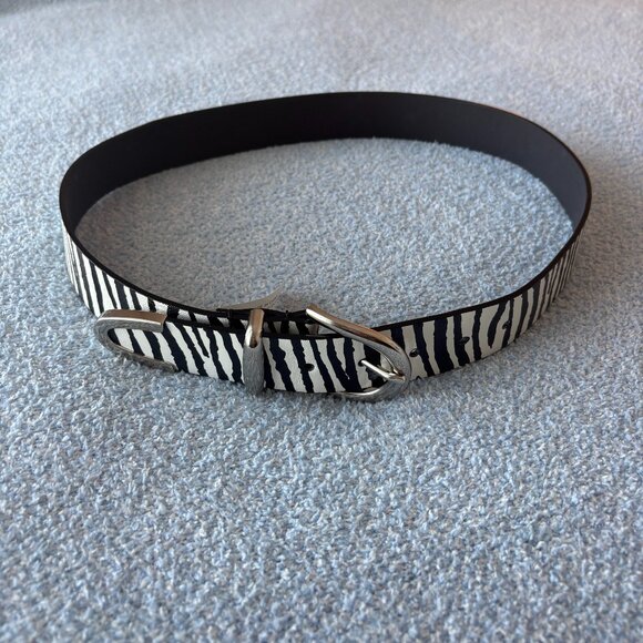 Black and White Zebra Print Wide Belt - Picture 1 of 9